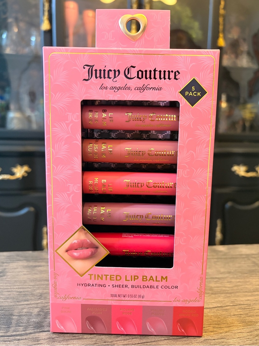 Juicy Couture Pink Tinted Lip Balm 5-Pack - Hydrating Sheer Color